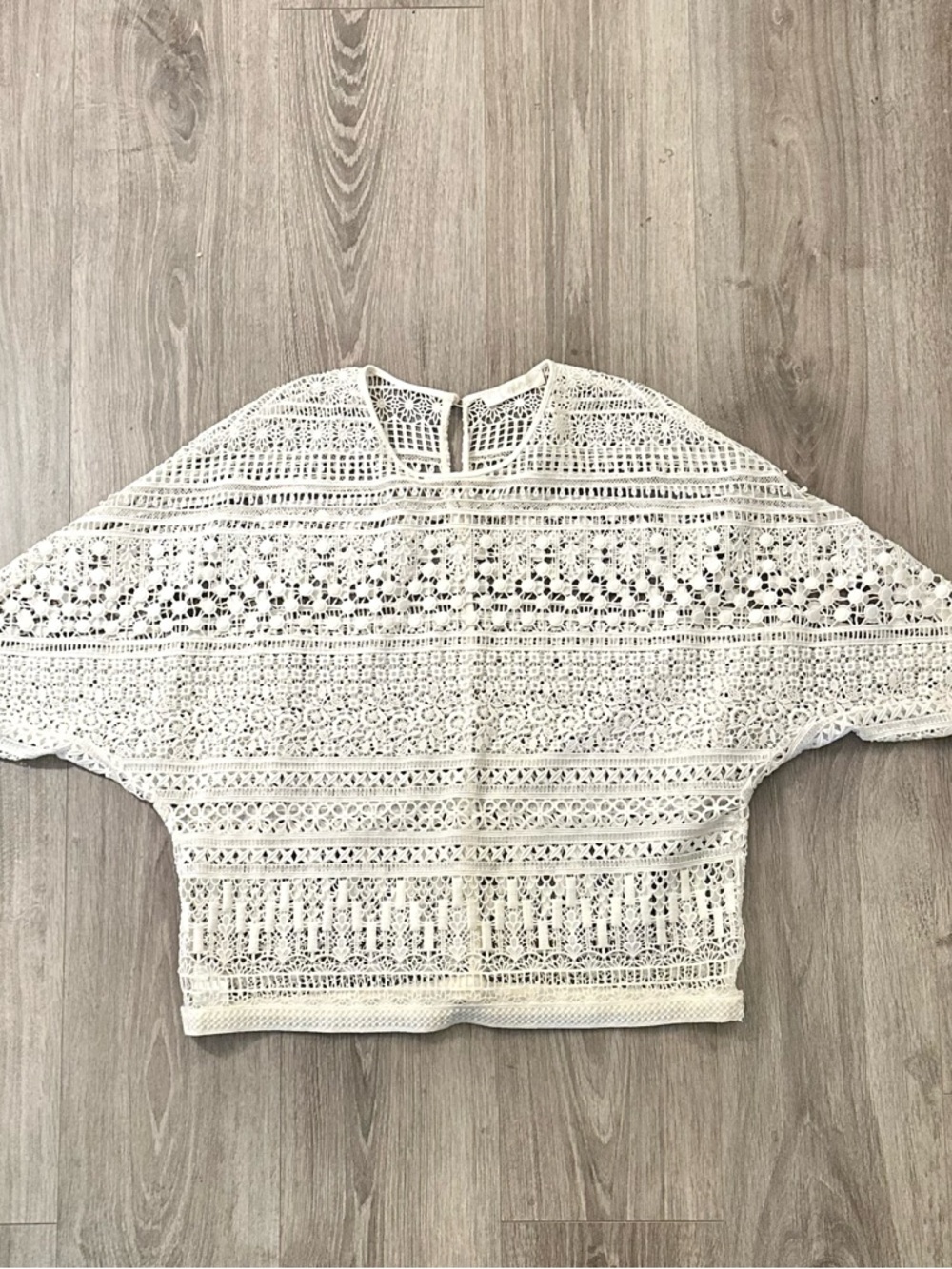 Guipure Lace Boxy Top - Ivory White